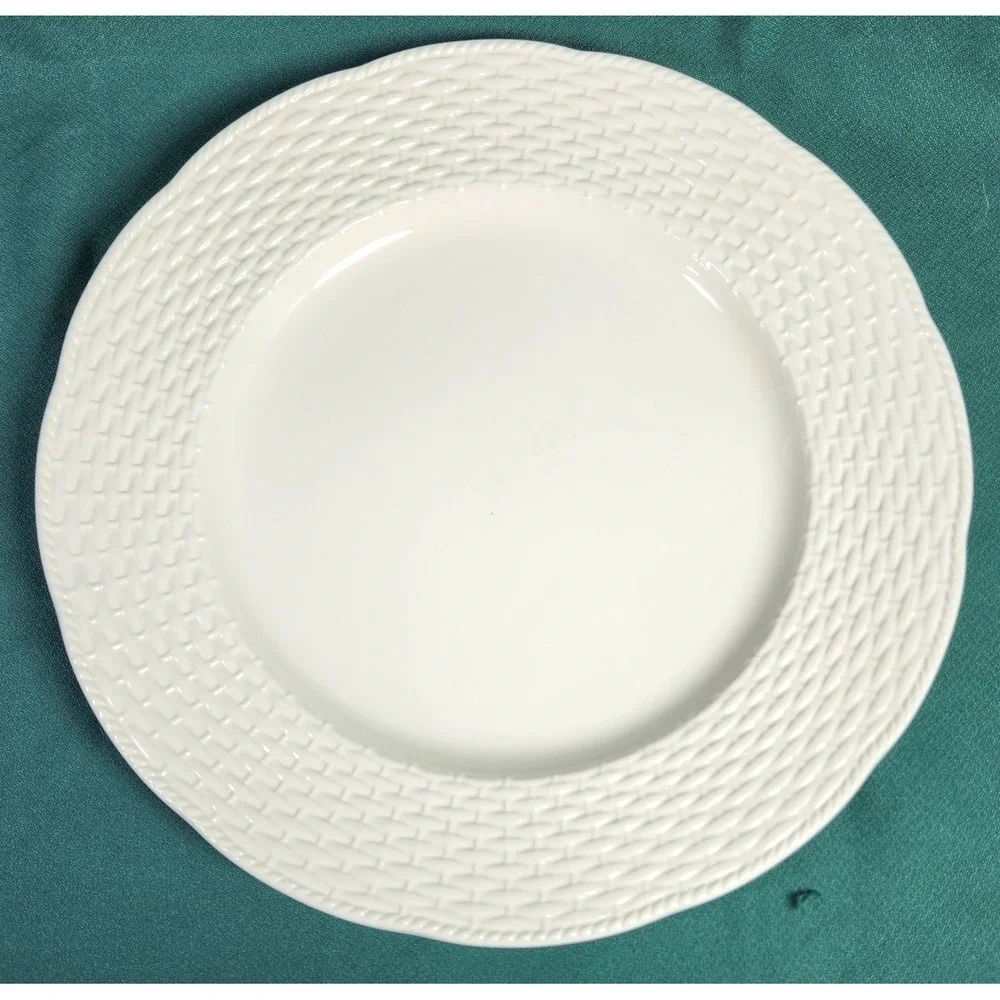 Mikasa COUNTRY MANOR Round Serving PLATTER embossed Basket Weave‎ white FF001